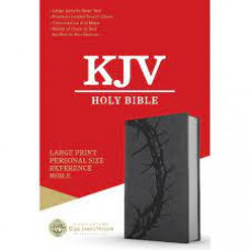 KJV Large Print Personal Size Reference Bible - Crown of Thorns Charcoal LeatherTouch